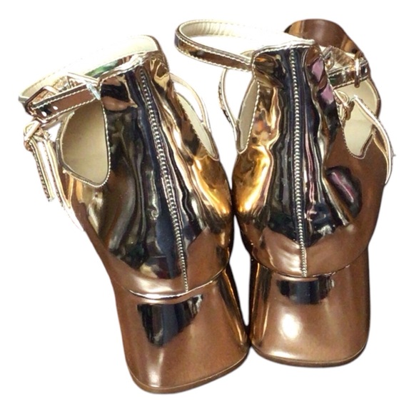 Zara Metallic Gold Heels size 38 US 7.5 - Picture 2 of 6